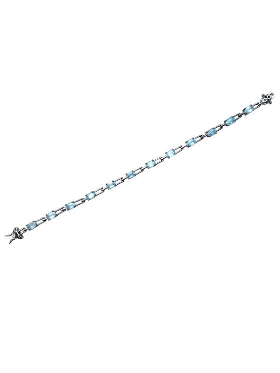 Jewelry - Blue Topaz Sterling Silver Chain Link Bracelet 7" MARKED!